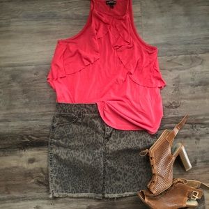 Cheetah Print Jean Mini Skirt